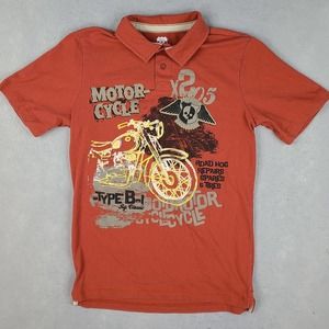 Route 66 Junior Boy's Polo Shirt Size Extra Large (14-16) Orange Motorcycle‎